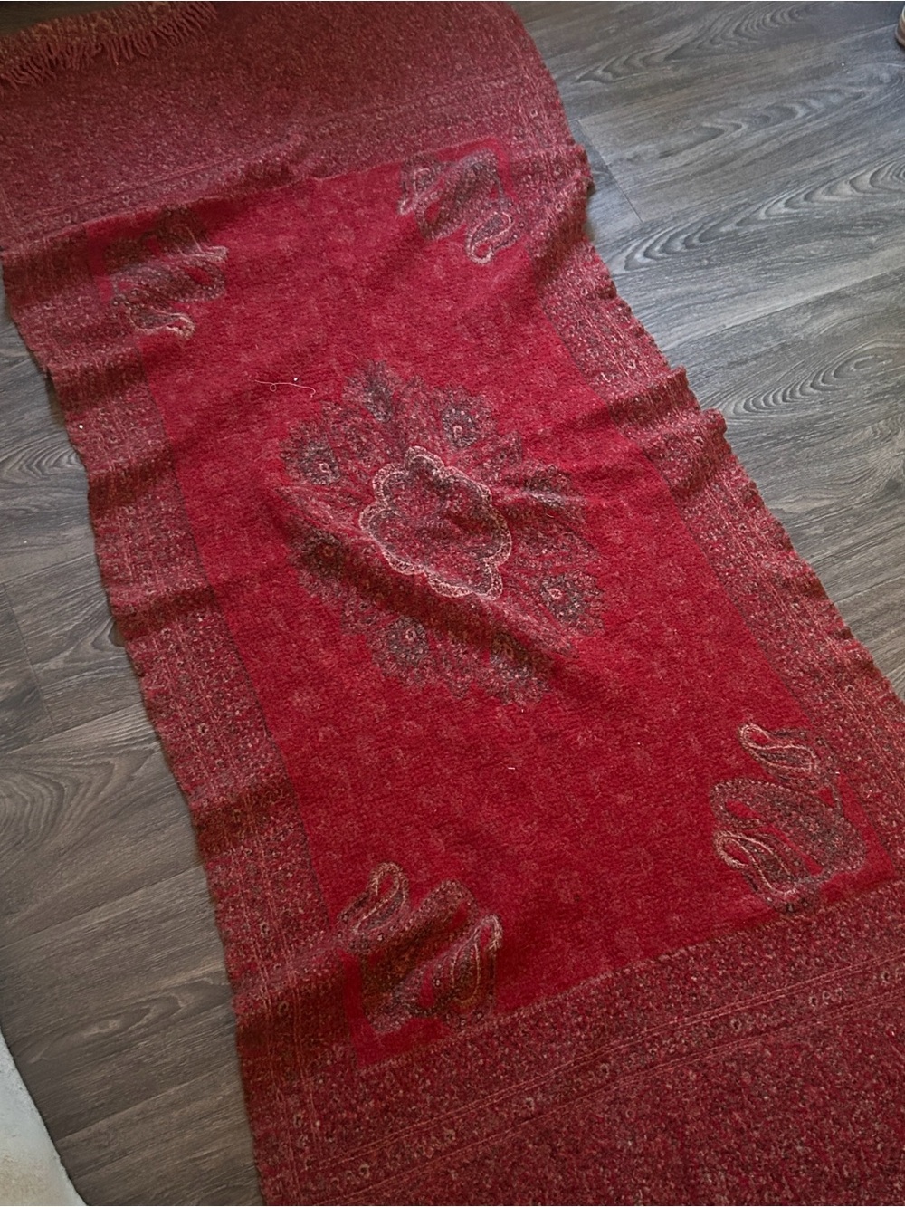Pottery Barn Crimson Paisley-Print Woven Scarf Wrap